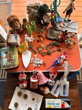 Vintage Junk Drawer Lot Ornaments Toys Jewelry